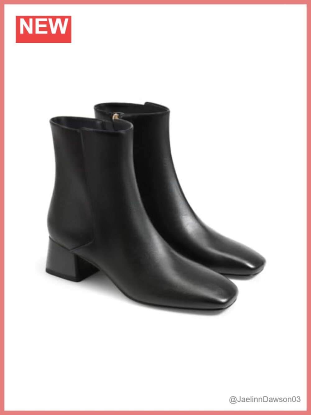 Faux Leather Square Toe Block Heel Ankle Booties with Side Zipper